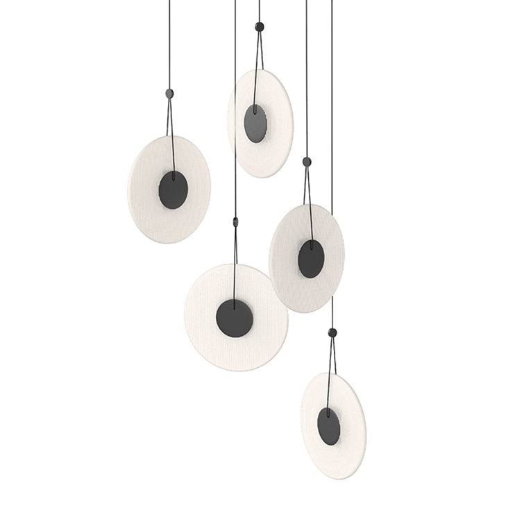 Meclisse Satin Black LED Cluster Pendant with Etched Glass