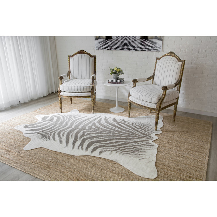 Gray and Taupe Faux Fur Rectangular Area Rug