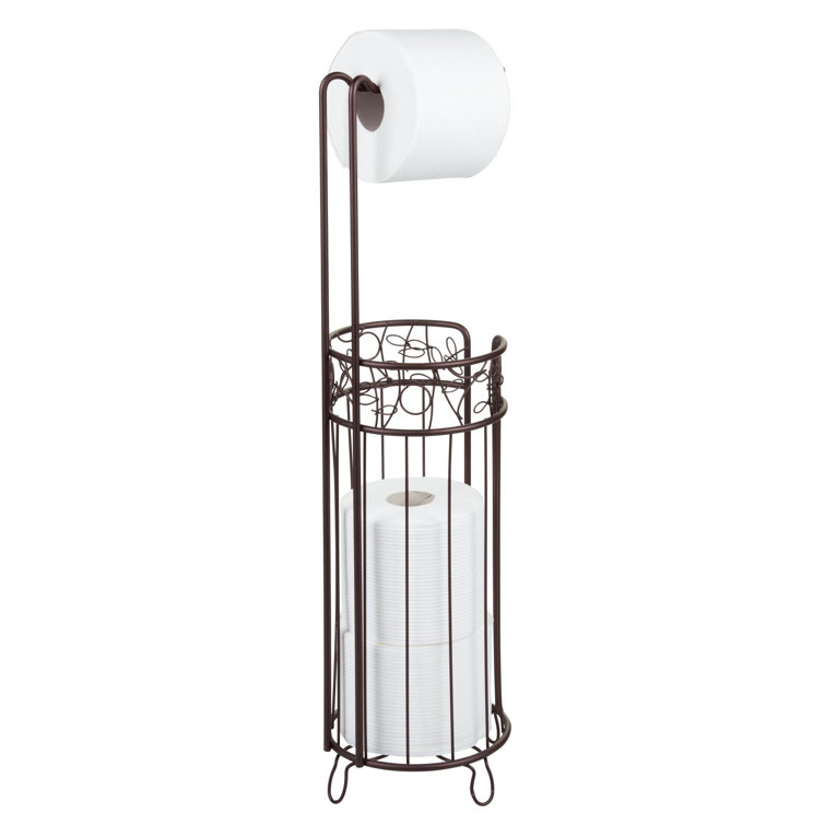 Bronze Free-Standing Steel Toilet Paper Holder and Reserve