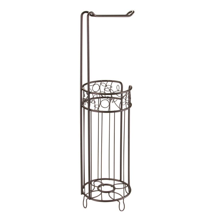Bronze Free-Standing Steel Toilet Paper Holder and Reserve