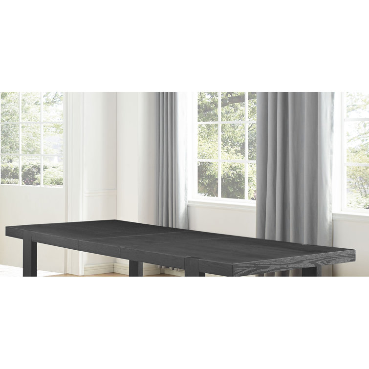 Gray and Black 7-Piece Extendable Dining Set with Upholstered Chairs