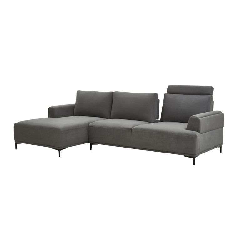 Lucca 67'' Gray Faux Suede Sectional Sofa with Metal Legs