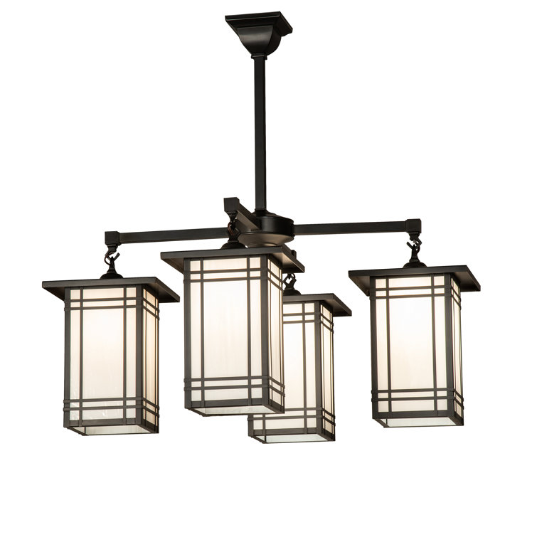 Prairie Mission White 4-Light Square Chandelier