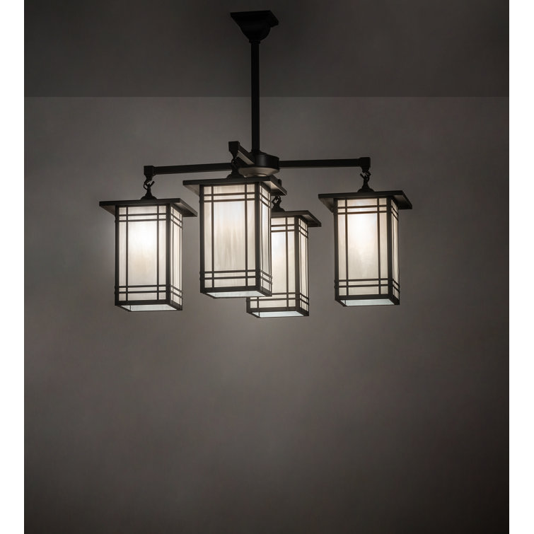 Prairie Mission White 4-Light Square Chandelier