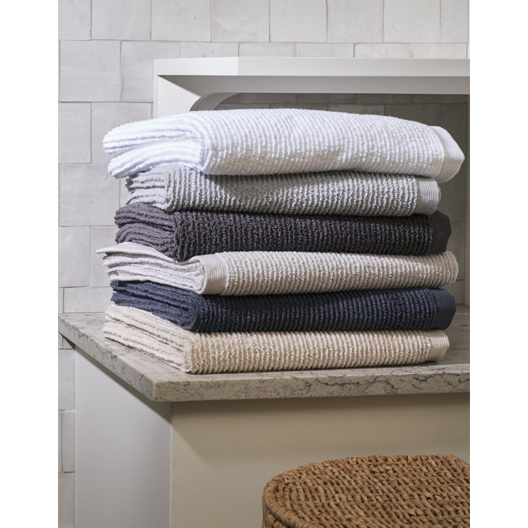 White Ribbed Cotton Hand Towel Set