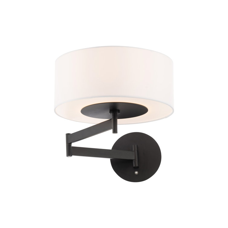Black LED Swing Arm Wall Sconce with White Shade