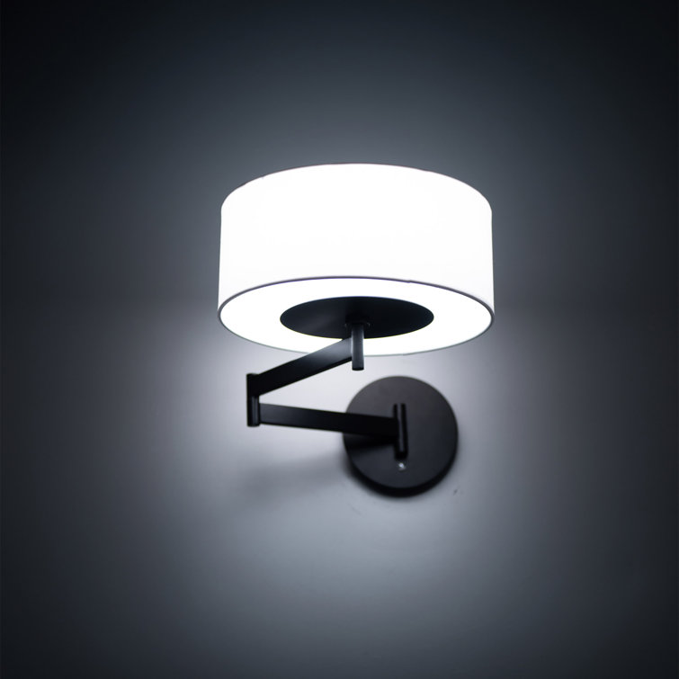 Black LED Swing Arm Wall Sconce with White Shade