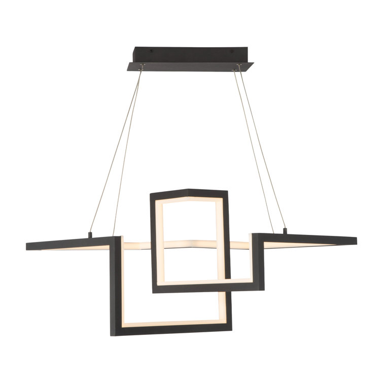 Black Geometric LED Pendant Light with Glass Panels