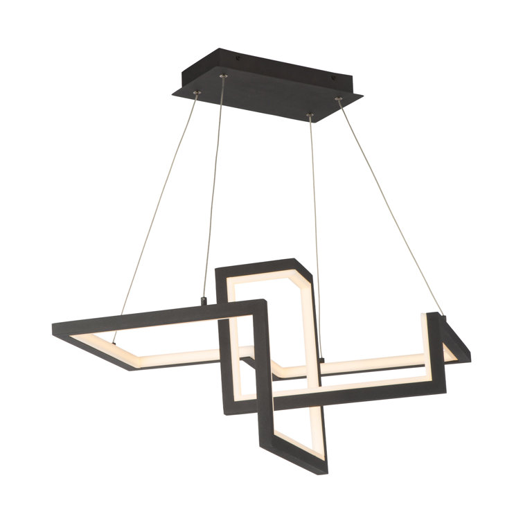 Black Geometric LED Pendant Light with Glass Panels