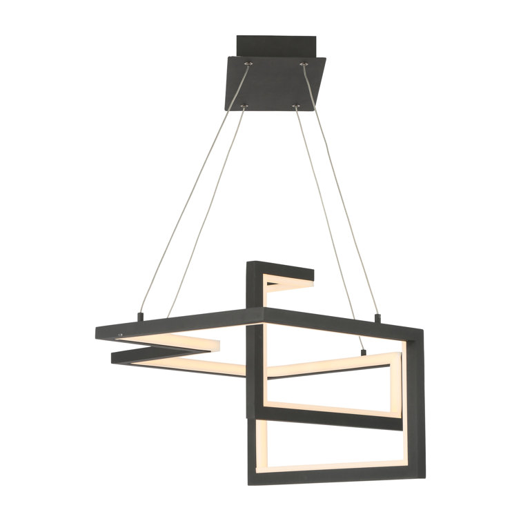 Black Geometric LED Pendant Light with Glass Panels