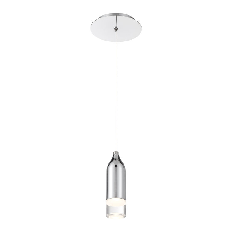 Aged Brass and Chrome Mini LED Glass Pendant Light