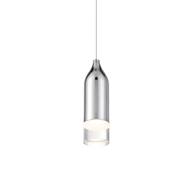 Aged Brass and Chrome Mini LED Glass Pendant Light