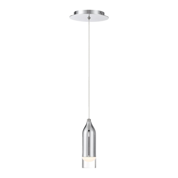 Aged Brass and Chrome Mini LED Glass Pendant Light