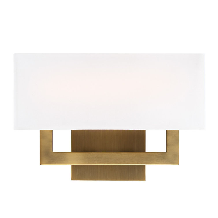 Manhattan 7" Bronze LED Wall Sconce with White Fabric Shade