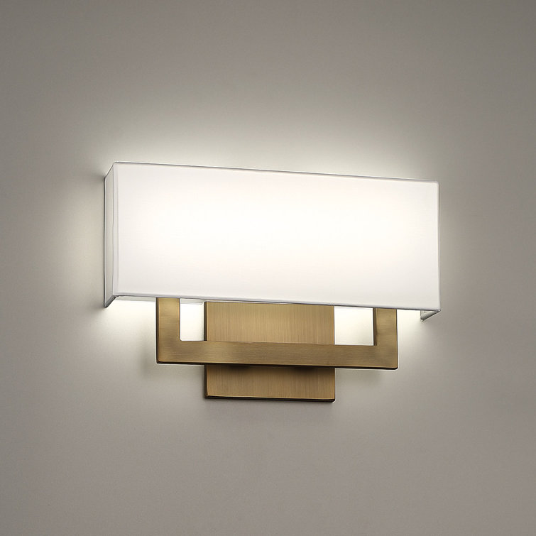 Manhattan 7" Bronze LED Wall Sconce with White Fabric Shade