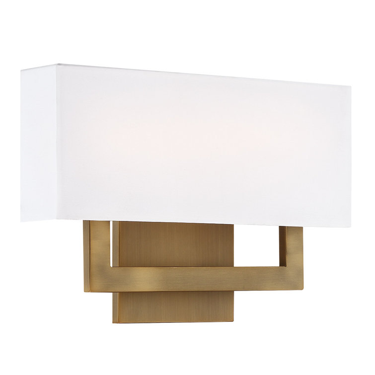 Manhattan 7" Bronze LED Wall Sconce with White Fabric Shade