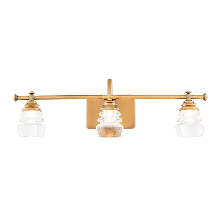 Aged Brass 3-Light LED Outdoor Vanity Jelly Jar Sconce
