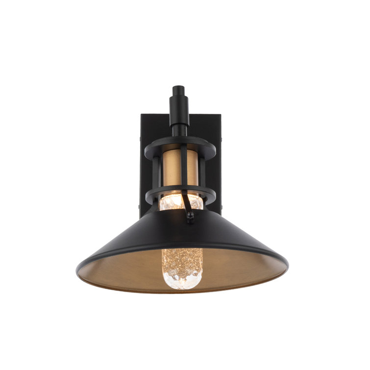 Black and Aged Brass 11" LED Outdoor Wall Light