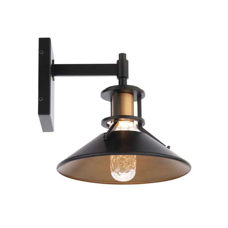 Black and Aged Brass 11" LED Outdoor Wall Light