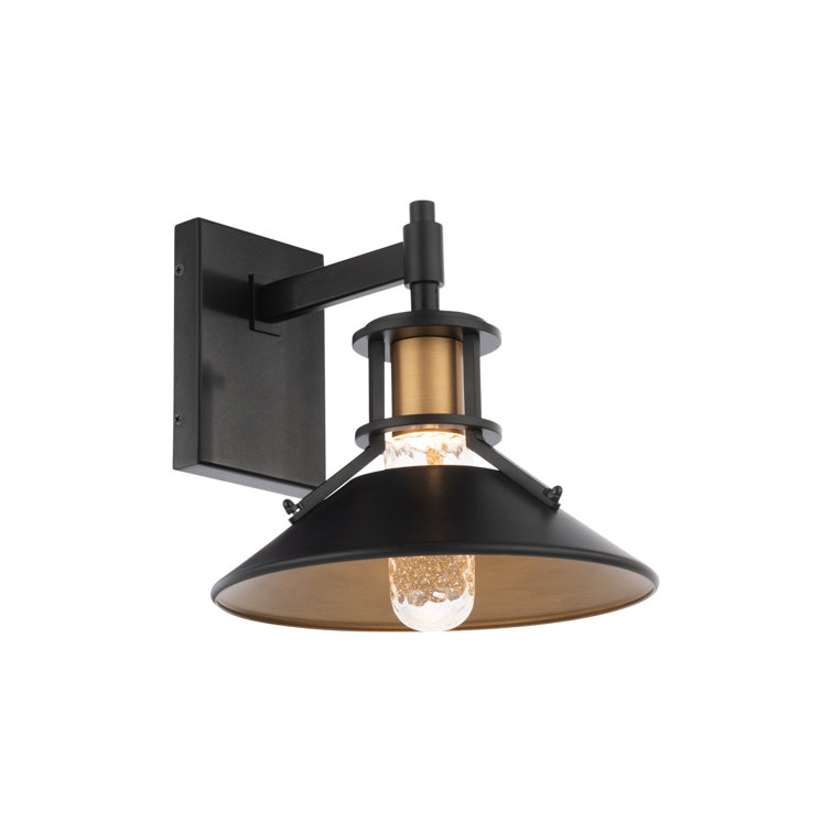 Black and Aged Brass 11" LED Outdoor Wall Light