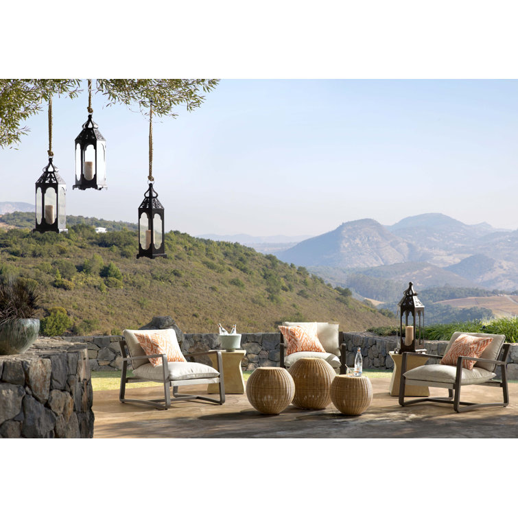 Contemporary Lane Outdoor Lounge Chair in Faye Ash & Bronze