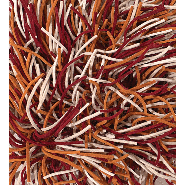 Handmade Cyrah Red Wool Shag Rug 5' x 7'6"