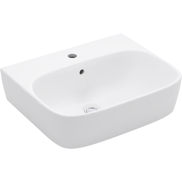 White Ceramic Modern Wall-Mount Bathroom Sink