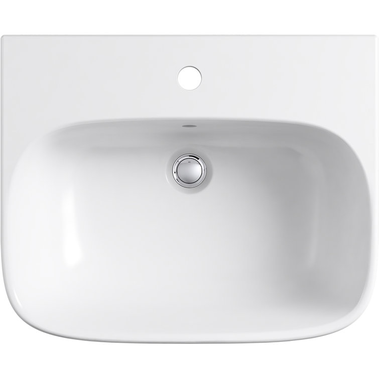 White Ceramic Modern Wall-Mount Bathroom Sink