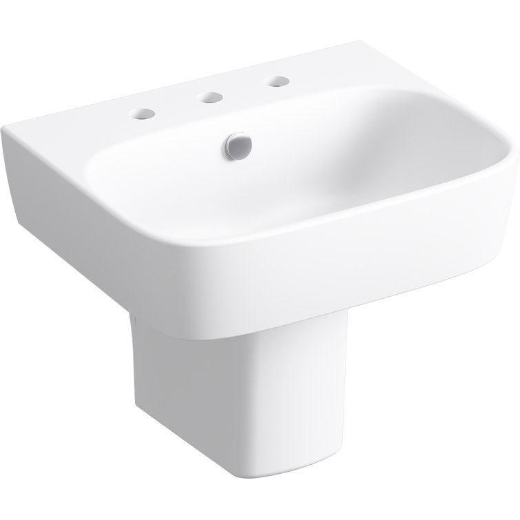ModernLife White Ceramic Wall-Mount Rectangular Bathroom Sink