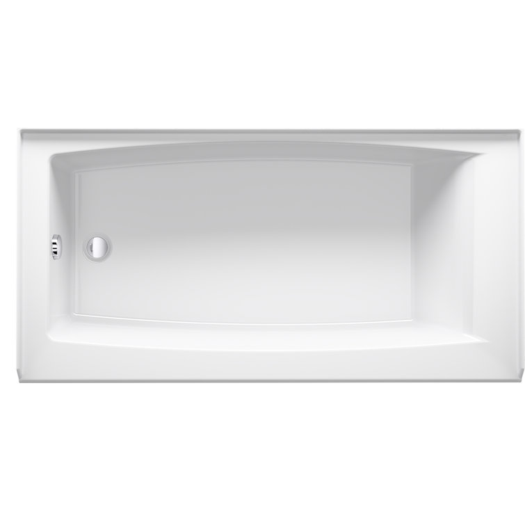 White Acrylic 60-Inch Alcove Bath with Left Hand Drain