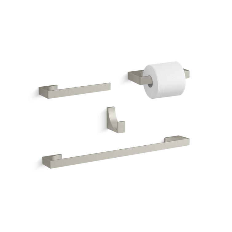 Minimalist Brushed Nickel Zinc Toilet Paper Holder