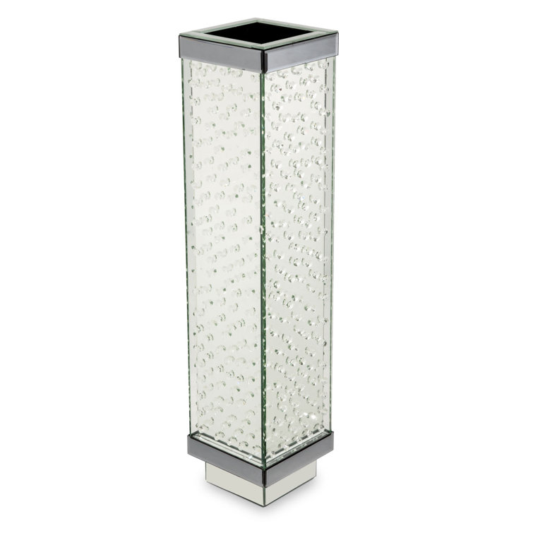 Tall Mirrored Crystal Decorative Floor Vase