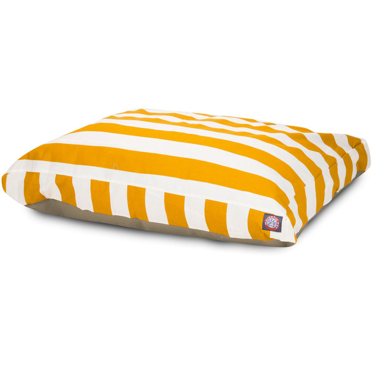 Large Yellow and White Striped Polyester Dog Bed