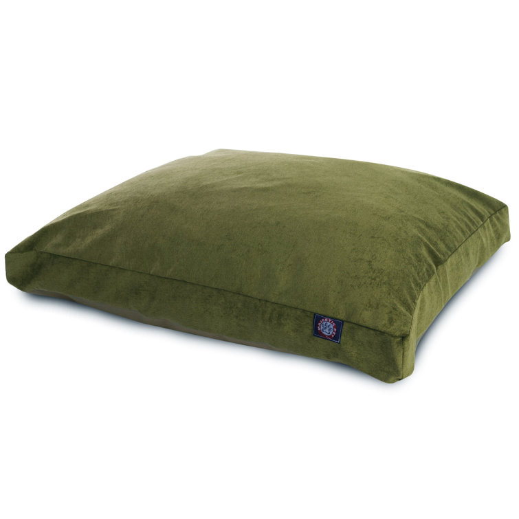Small Fern Green Velvet Rectangle Pet Bed with Removable Cover