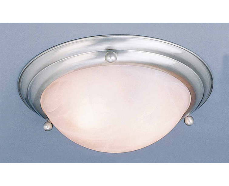 Lunar Alabaster Glass 15.5" Flush Mount in Brushed Nickel