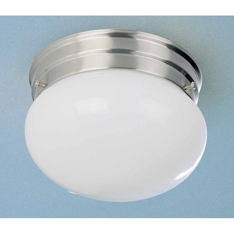 Okeana Traditional Brushed Nickel & White Glass Flush Mount
