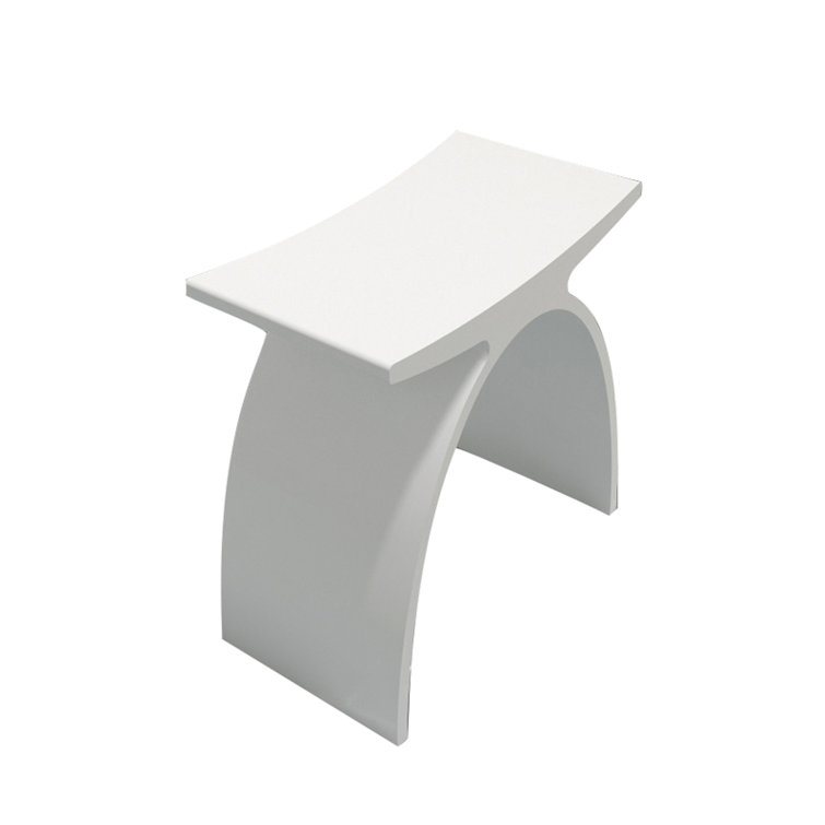 White Matte Curved Resin Shower Stool
