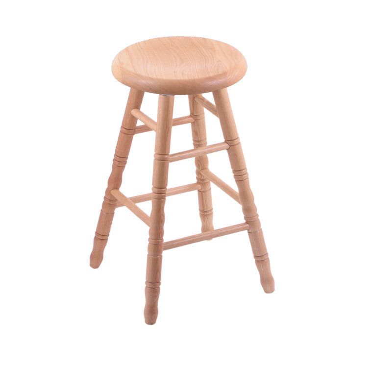Oak Saddle Dish 24" Natural Swivel Counter Stool with Turned Legs