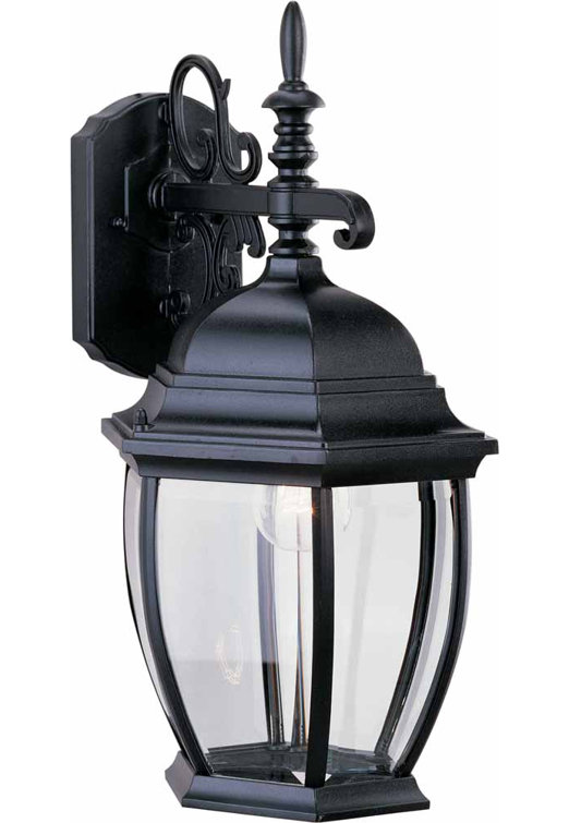 Black Dimmable Outdoor Lantern with Clear Beveled Glass