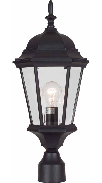 Black Aluminum Outdoor Post Lantern with Clear Glass
