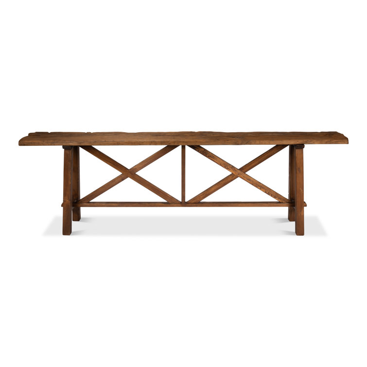 Transitional Berlin 93'' Brown Wood Metal Glass Console Table with Storage