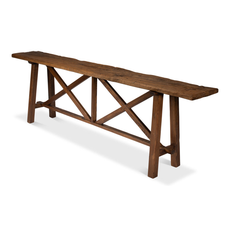 Transitional Berlin 93'' Brown Wood Metal Glass Console Table with Storage