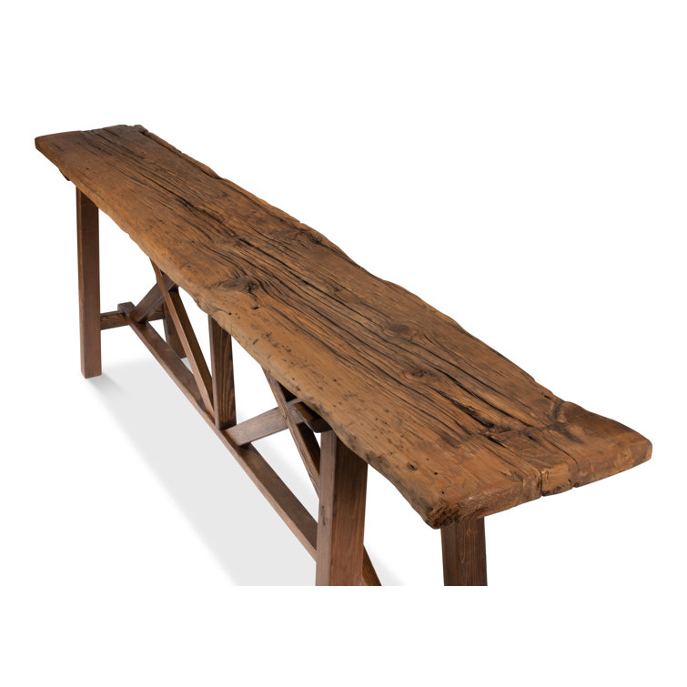 Transitional Berlin 93'' Brown Wood Metal Glass Console Table with Storage