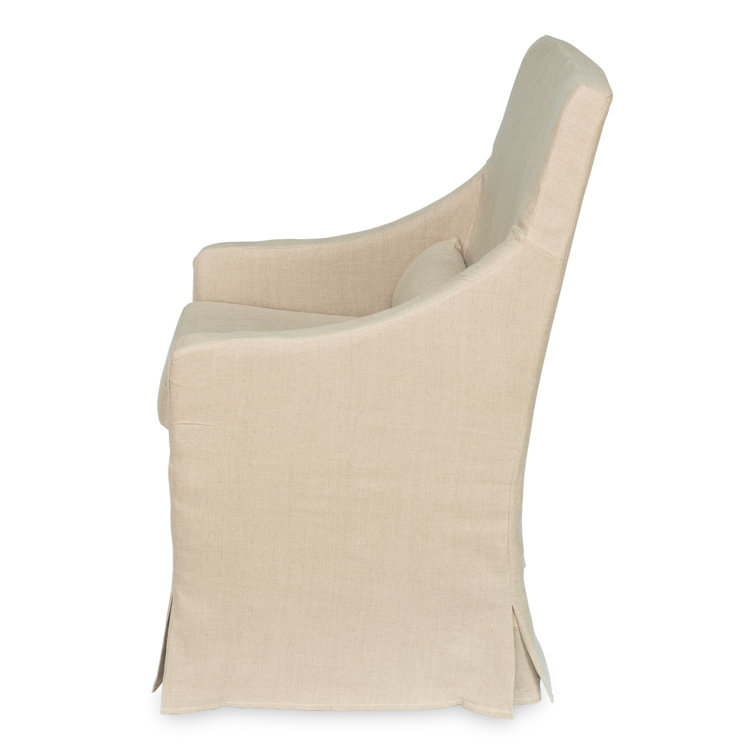 Transitional Beige Skirted Arm Chair with Matching Kidney Pillow