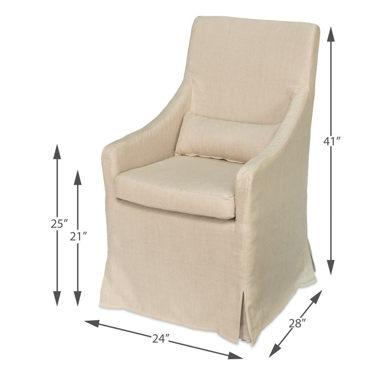 Transitional Beige Skirted Arm Chair with Matching Kidney Pillow