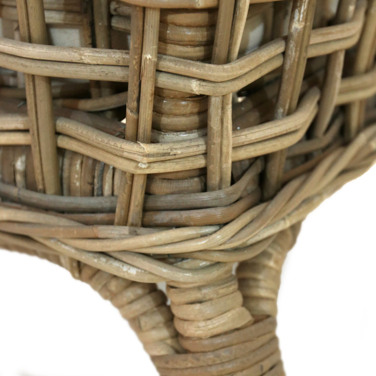 Beige Handcrafted Woven Wood Arm Chair