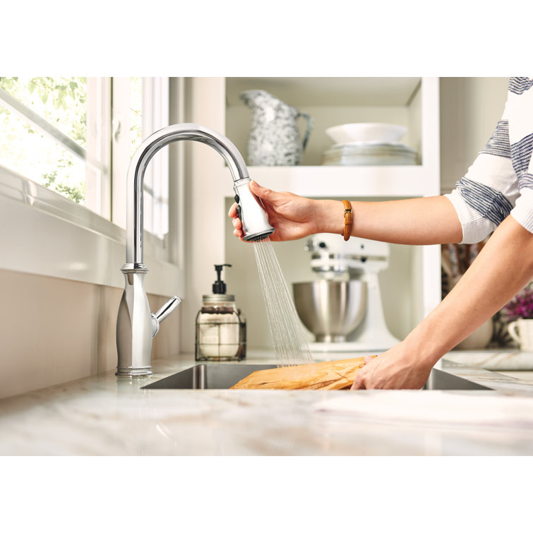 Chrome Traditional Pull-Down Kitchen Faucet with Spray