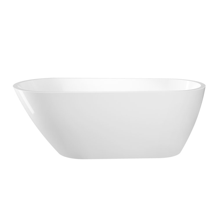 65.75'' White Acrylic Freestanding Oval Soaking Bathtub