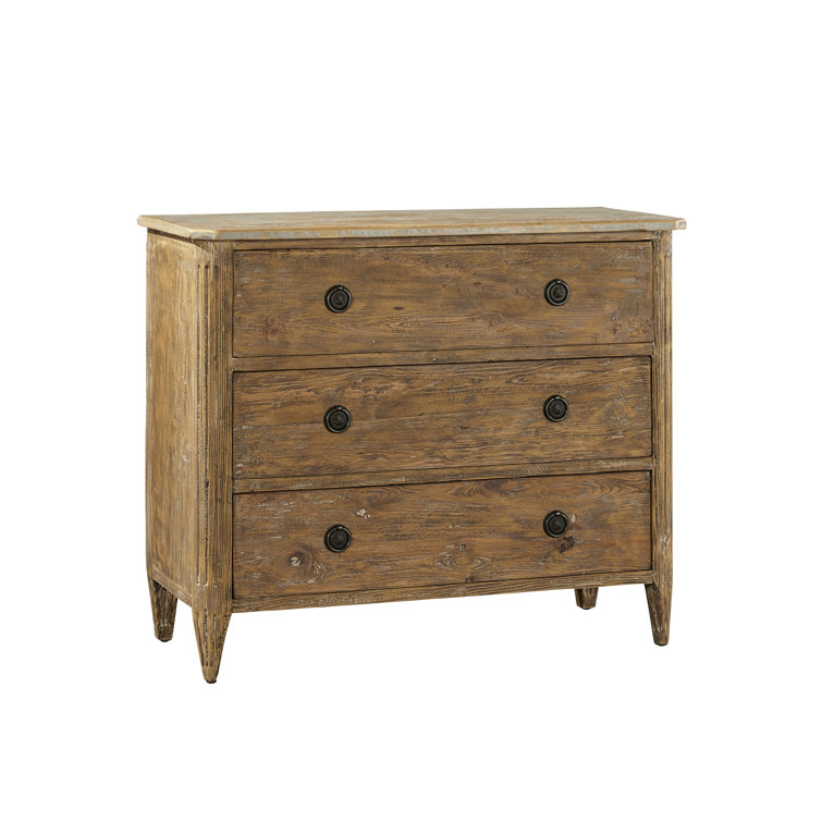 Rustic Brown Reclaimed Pine 3-Drawer Chest