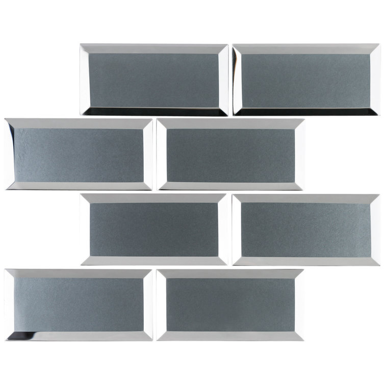 Gray 3" x 6" Glass Mosaic Wall Tile with Micro-Beveled Edges